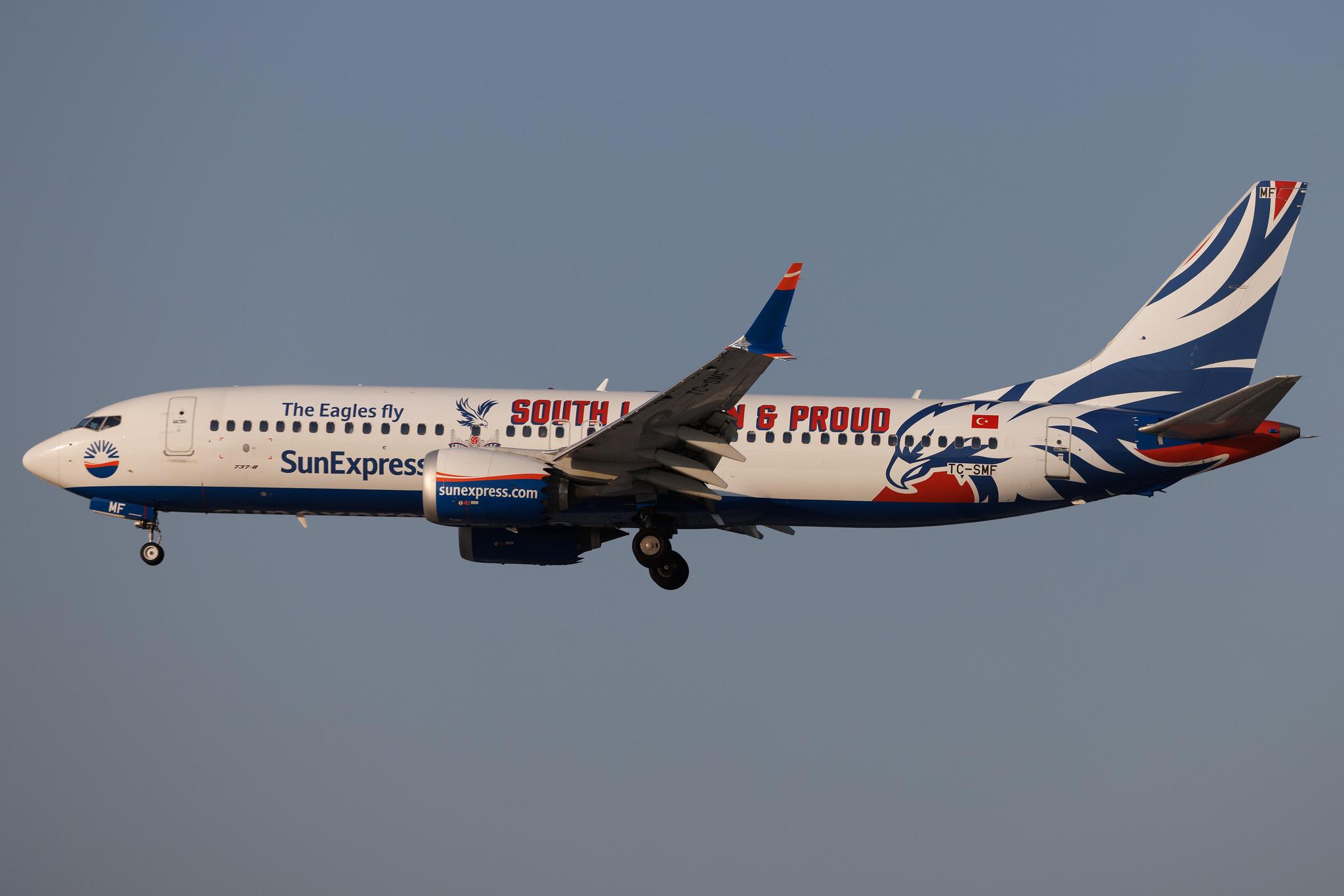 Hamburg Airport: SunExpress (XQ / SXS) | Livery: Crystal Palace Livery | Boeing 737 MAX 8 B38M | TC-SMF | MSN 43300