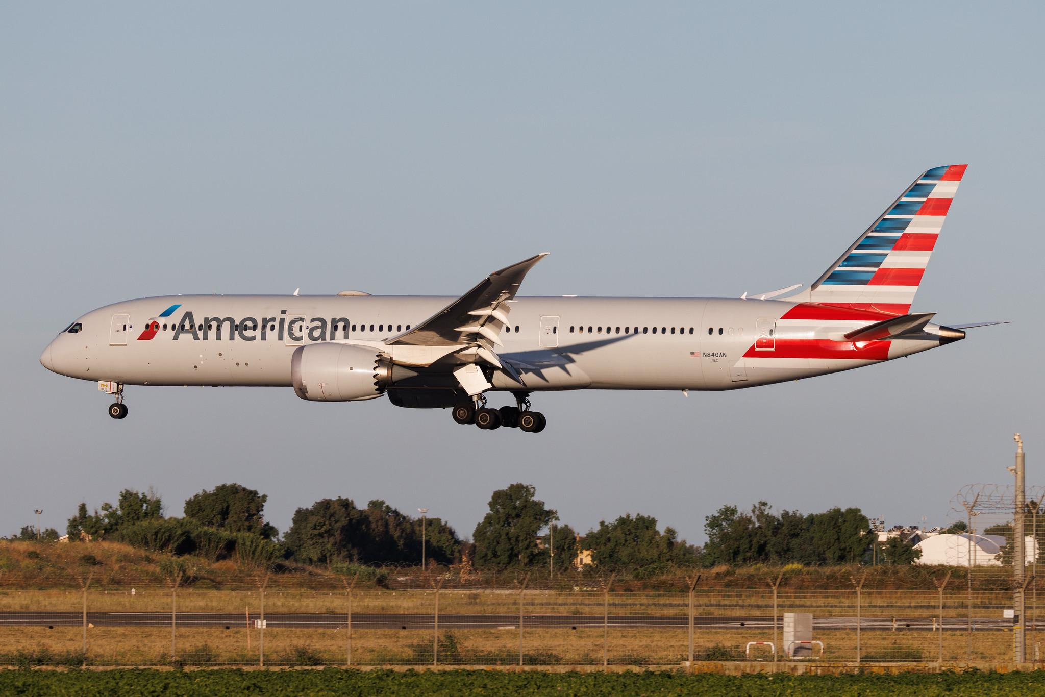 Rome Leonardo da Vinci Fiumicino Airport: American Airlines (AA / AAL) | Boeing 787-9 Dreamliner B789 | N840AN | MSN 40656